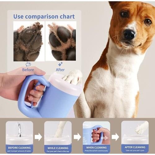 Pet Dog Cat Legs Cleaner Cup Semi Automatic Silicone Brush Cats Foot Washer Clean Dogs Paws Feet Cleaning Tool Pets Accessories