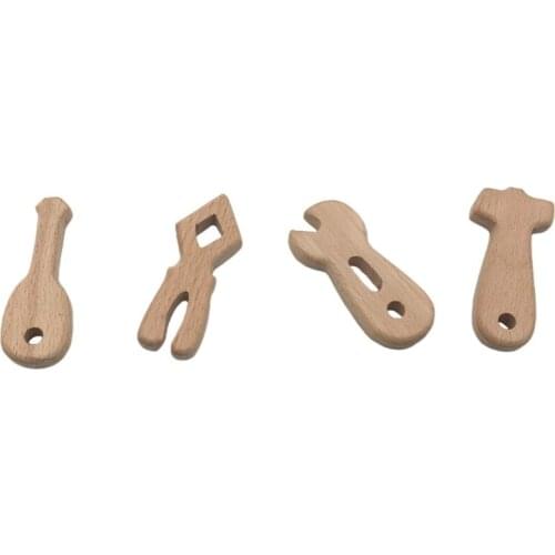 1 Set Baby Wooden Toy DIY Beech Bracelet For Children Creative Nordic Wrench Tool Shape Teething Chew Toys