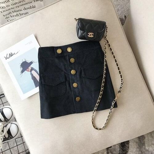 2-7 Years Baby Girl Skirt Autumn Childrens Buttons Corduroy Skirt Winter Cotton Gray Velvet Skirt Childs Clothing