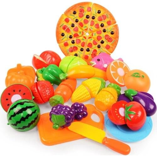24pcs/lot Children Pretend Role Play House Toy Cutting Fruit Plastic Vegetables Food Kitchen Baby Classic Kids Educational Toys