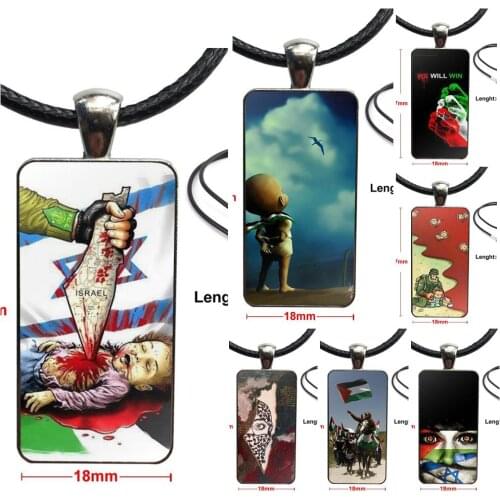 For Women Choker Fashion Glass Cabochon Pendant Rectangle Necklace Choker Necklace Jewelry Free Palestine