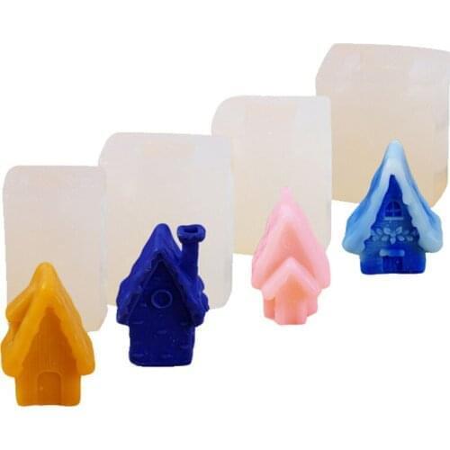 3d Christmas House Mold Candle Mold Christmas Home Decoration Mini House Soap Chocolate Aromatherapy Making Silicone Mold