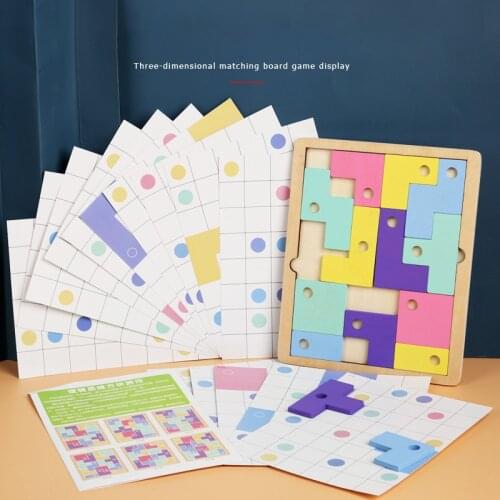 Logical Thinking Game Wooden Tetris Matching Puzzle Educational Toy