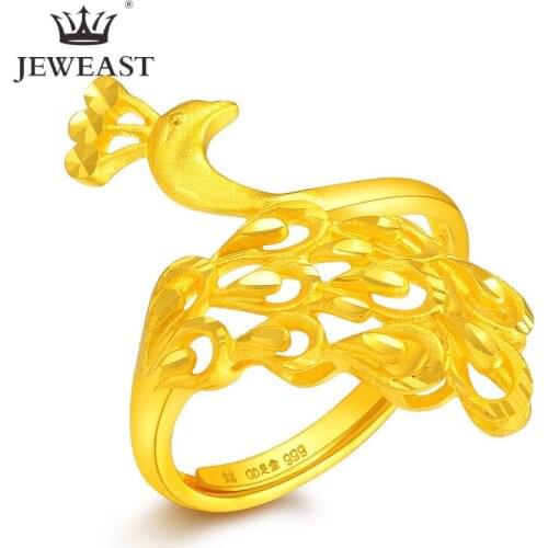 JLZB 24K Pure Gold Ring Real AU 999 Solid Gold Rings Elegant Shiny Beautiful Upscale Trendy Classic Jewelry Hot Sell New 2020