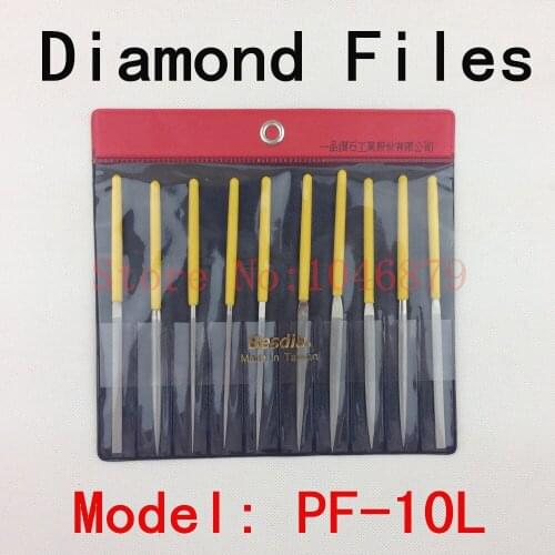 Every shape has 10 diamond file, precision, and can be used for grinding hard alloy. The model is: PF-10L