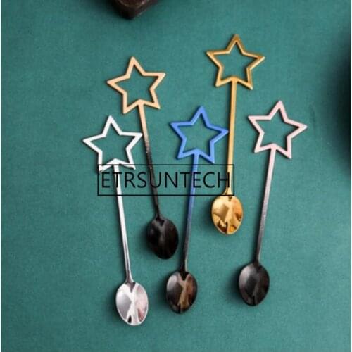 100pcs Stainless Steel Coffee Spoon Star Design Stirring Milk Teaspoon Dessert Fruit Scoop Kitchen Tableware