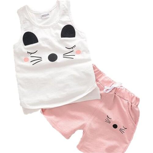 2017 Brand Baby girl boy clothes infant sets Summer sleeveless outfits set Baby Boys Girls Kids short baby cool clothing Suits