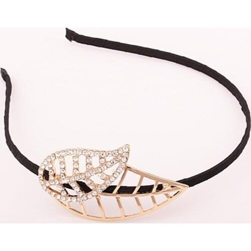 Selling fashion Ladies Gold/Silver Color Metal Leaves Headband Exquisite OL Style Alloy Rhinestone Leaf Hairband Hair Hoop Gifts