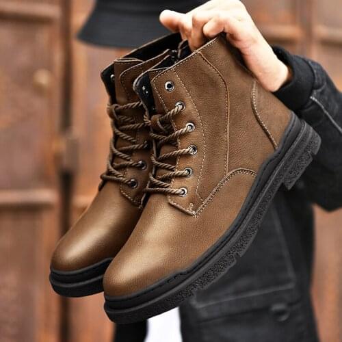 100% Genuine Leather Men Luxury With Fur Boots Men Casual Shoes Fashion Ankle Boots For Men Winter Warm Boot