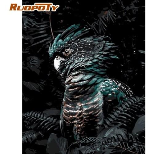 RUOPORY 40×50CM Parrot DIY Painting By Numbers Animals Picture Drawing Kits Acrylic Paints On Canvas Unique Gift Wall Decor