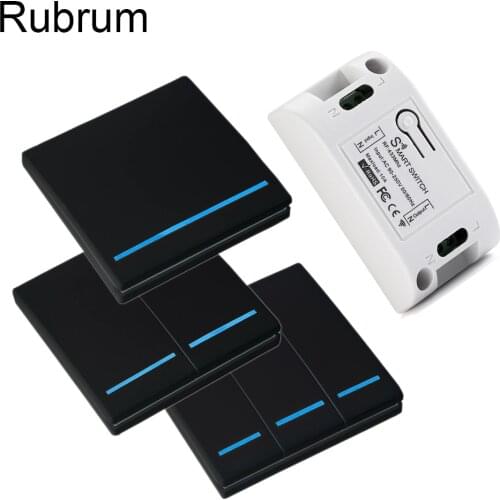 Rubrum Push Button 86 Wall Panel 433MHz Smart Light Switch Wireless Remote Control Switches Module for Ceiling Lamp AC 110V 220V