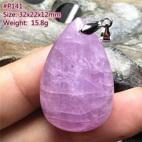 Necklace Pendant Natural Purple Kunzite Stone Jewelry For Woman Lady Man Cat Eye Crystal Silver Water Drop Beads Gemstone AAAAA