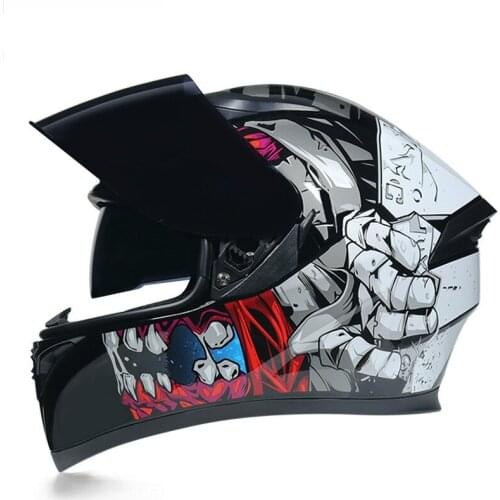 2020 New Stylish Four Season Double Shield Motorcycle Helmet DOT ECE Approved Flip Up Bluetooth Motorbike Helmet Motorbikes 14