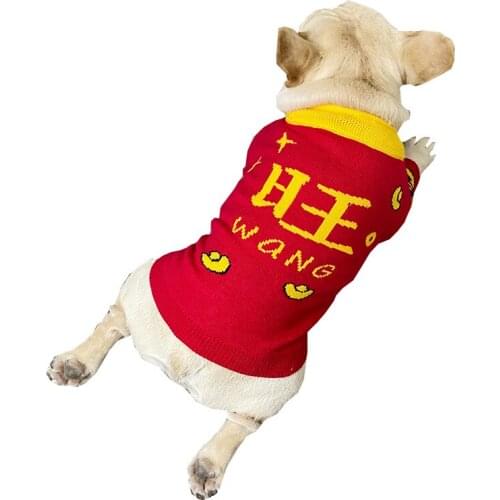 New Year Dog Clothes Winter Dog Sweater Coat Knit Apparel Schnauzer Pug French Bulldog Clothing Corgi Bully Pitbull Costume