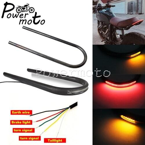 Motorcycle Swept Rear Seat Hoop 7/8" Tube LED Taillight Brake Turn Signal Light For Honda CB Yamaha SR Suzuki GS BMW Cafe Racer