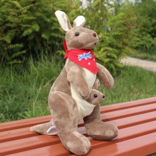 About 30cm red scarf brown kangaroo plush toy doll birthday gift b0465