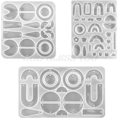 1 Set Crystal Epoxy Resin Mold Geometric Earrings Ear Pendant Casting Silicone Mould DIY Crafts Jewelry Making Tools Drop Ship