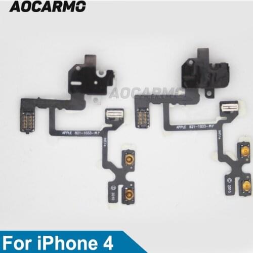 Aocarmo White/Black HeadPhone / Audio Jack / Volume Mute Button Flex Cable For iPhone 4