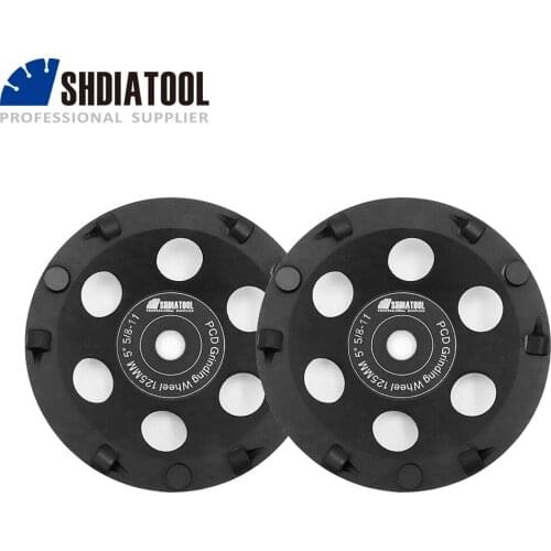 SHDIATOOL 2pcs Dia 5" 5/8-11 Thread PCD Grinding Cup Wheel Polycrystalline Diamond Grinding Wheel