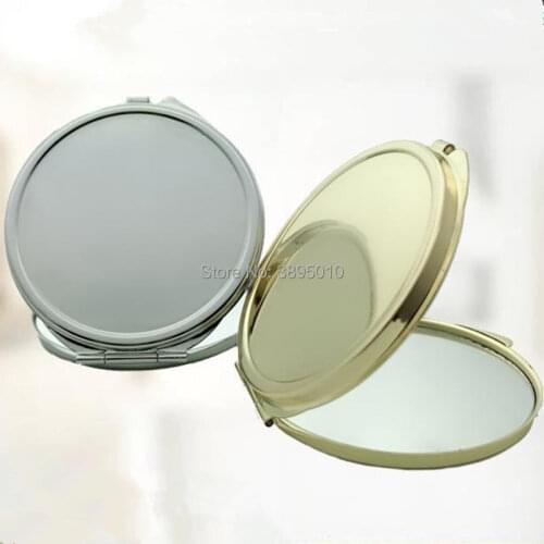 Folding Pocket Mirror Round Compact Double-sided silver gold Makeup Mirrors F1019