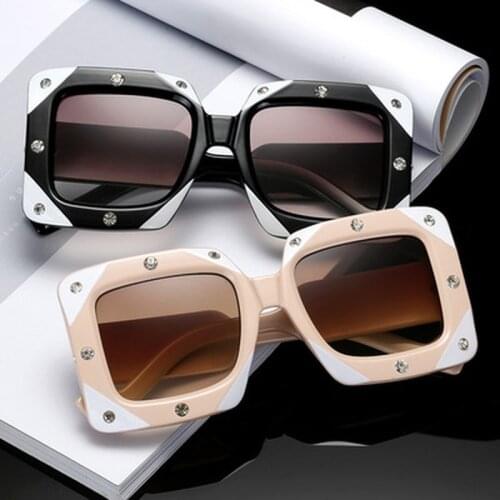 1PC Big Frame Square Diamond Sunglasses Women Men Vintage Oversized Sun Glasses Female Male Oculos De Sol Shades