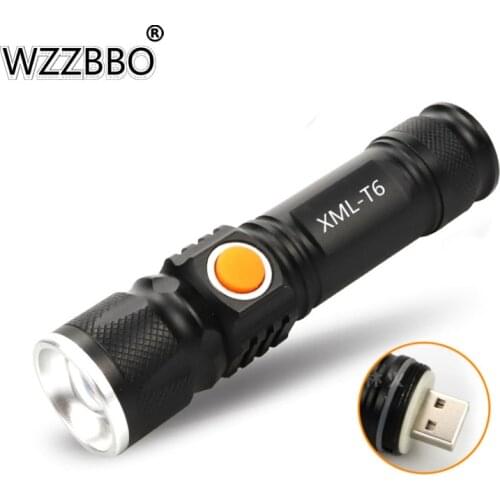 LED Glare Lighting Mini Flashlight USB Rechargeable T6 Built-in 18650 Battery Waterproof Flashlight for Bicycle Camping Hiking
