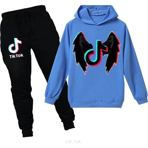 Tik Tok New Children Hoodies pants 2pcs sets Cartoon Boys Sweatshirts 2-15Y Kids Clothing Tops Costume Girls Long Sleeved