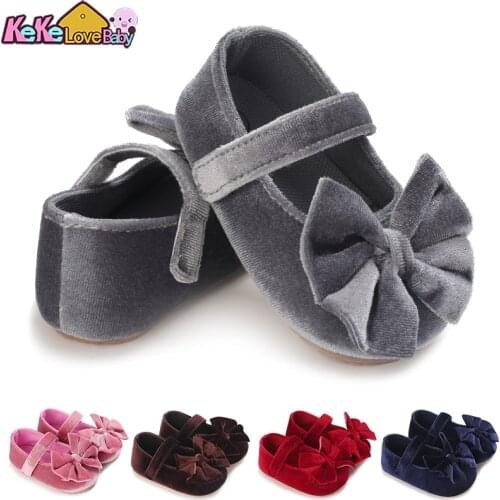 New born Baby Girl Shoes Bow Princess Toddler Infant Non-slip Rubber Soled Children Footwear Crib Shoes For 0-18M