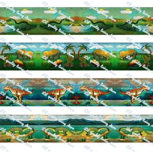 WL Volcanic Tooth Dragon Dinosaur Printed Grosgrain Ribbon Diy Handmade Animal Collar Party Decoration 16-75mm