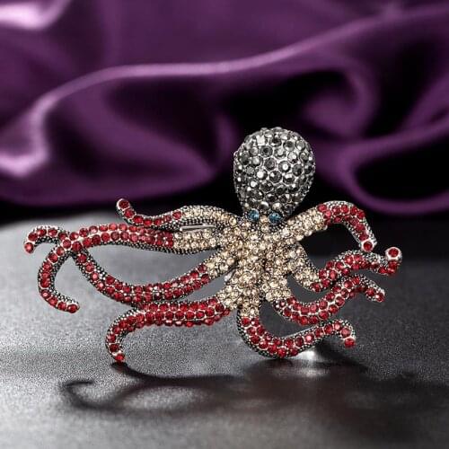 Zlxgirl jewelry antique silver vintage Octopus shape animal brooch jewelry of mens couple gifts fashion womens punk scarf pins