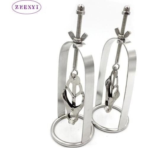 Stainless Steel Butterfly Adiustable Torture Play Clamps Cage Nipple Clips Breast BDSM Bondage Restraints Metal Fetish Sex Toys