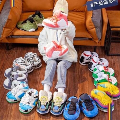 Woman Home Slippers Unisex Winter Warm Sneakers Women/Men One Size 36-43 Indoor Cotton Floor Shoes Big Size Couple Flat Slippers