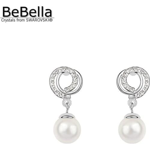 BeBella 5 colors pearl earrings made with Crystals from Swarovski crystal pearl for womens present