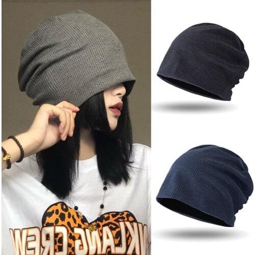 Winter Womens Hat For Female Beanie Knitted Labeled Kpop Double Cotton Soft Ladies Warmth Skullcap Solid CapMens Hats ZZM020