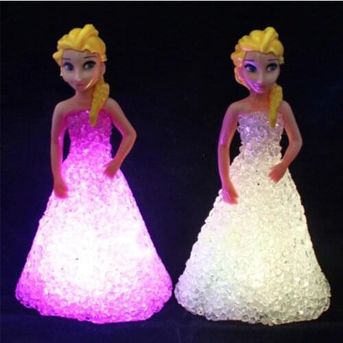 1 PCS Kids Toy Elsa Anna Sofia LED Colorful Lights gradient crystal Night Light Led Lamp battery princess christmas holiday gift
