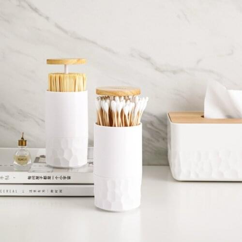 1PC Cotton Swabs Holder Tooth Toothpick Box Pick Automatic Dispenser Press Can Bud Container Living Room Table Accessorie
