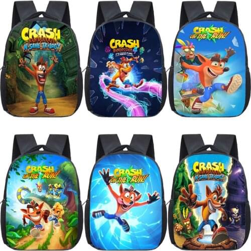 12 Inch Backpack Crash Bandicoot 4:Its About Time Kindergarten Bags Game On the Run Schoolbags Child Rucksack Mochila Kids Bag