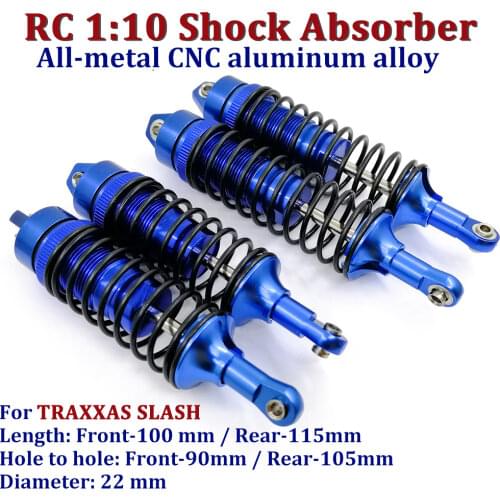 2PCS 4PCS 1/10 Shock Absorber Aluminium Alloy 115mm 100mm Full Metal Oil Damper Front Rear for 1/10 RC Car Traxxas Slash Truck
