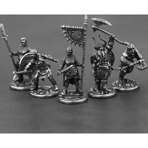 White Copper Viking Pirate Legion Soldiers Model Figures Miniatures Desktop Ornaments Vintage Metal Statue Decoration Toys Gifts