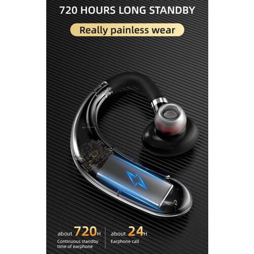 Business Wireless Call Earphone HiFi Ear Hook Bluetooth 5.0 headset Sport Waterproof Hands-free WIth noise Reduction Microphone
