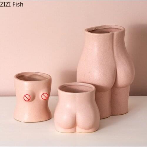Body Art Bust Statue Ceramic Vases Porcelain Flower Pot Desk Decor Ornaments Tabletop Vase Home Decoration Accessories Modern