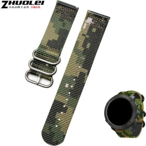 NYLON wristband 18mm 20mm 22mm 24mm with stainless steel ring clasps Camouflage army green mens Outdoor sports Braided strap