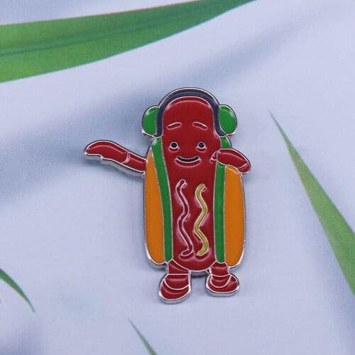 Hot Dog Pin Super Kawaii Food Enamel Pin sausage sandwich brooch