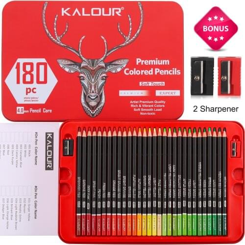 180 Colors Colouring Pencils Oil Based Assorted Colours Art Pencils 3.8 mm Lead Core Tin Box set for Artists Kids Colouring Gift