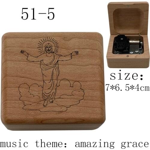 Wooden amazing grace music wind up Music Box Wife Husband Holiday church Gift Home Christian Music Box Decoration souvenir
