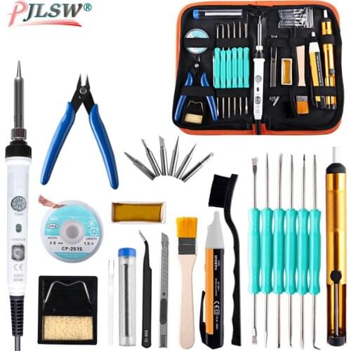 EU US 80W 60W LCD Electric Soldering iron Adjustable Temperature Solder iron With quality soldering Ceramic heater Iron Tips kit