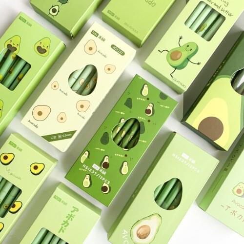 4Pcs/Set Cute Avocado Gel Pen Kawaii Fruit Neutral Pen Black Blue Ink Pen pens For Kids School Office Stationery Supplies kawai
