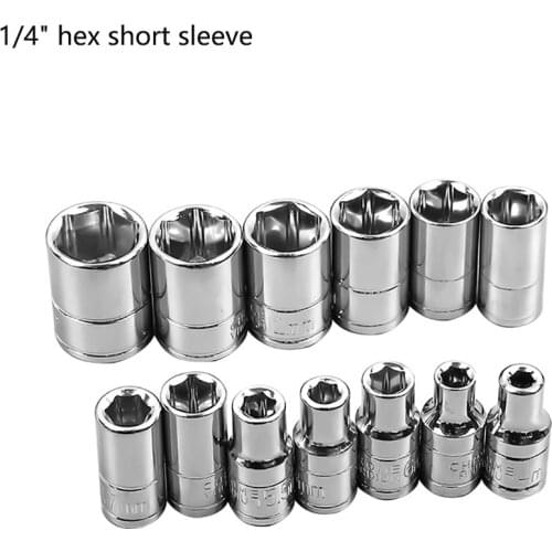 1/4inch 4-14mm sleeve six angle sleeve Hex Deep Socket Wrench Head Sleeve for Ratchet Wrench Auto Repair Hand Tool