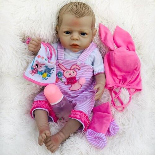 22 Inch Bebes Reborn Girl Doll Full Silicone Vinyl reborn baby dolls bareheaded Realistic newborn Baby Toy Doll for child gifts