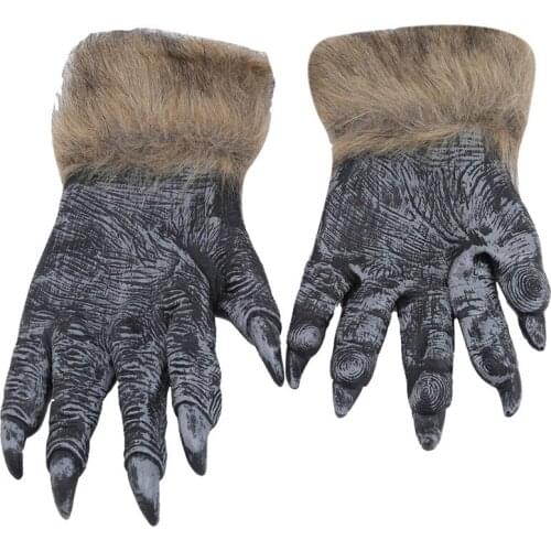 2019 Halloween Horror Mask Wolf Gloves Funny Cosplay Wolf Head Gloves Werewolf Wolf Claw Claw Gloves